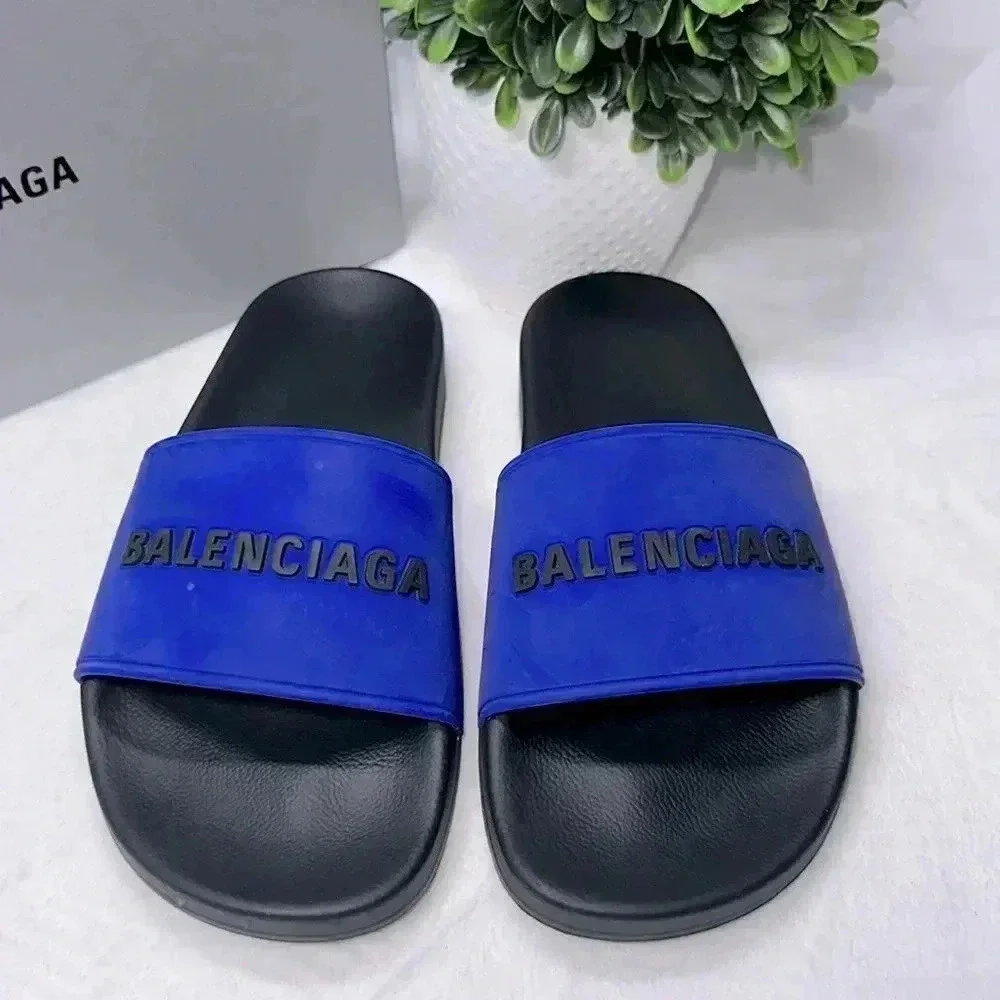Balenciaga Slides SZ 8 Blue Slippers - Picture 1 of 9